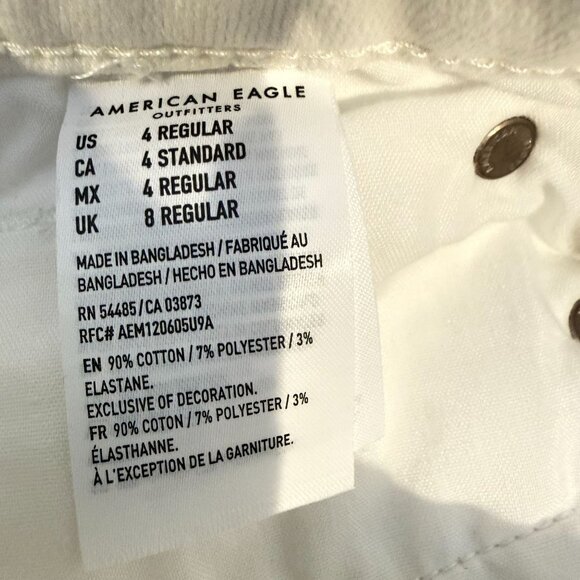 American Eagle White Denim Mini Skirt Frayed Hem Super Stretch Size 4 Regular - Picture 3 of 6
